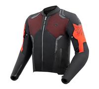 REBELHORN Jax Men's Motorcycle Jacket, Textile, Elbow, Shoulder and Back Protector Level 2, Removable Humax Membrane, Large Mesh Ventilation Panels, Sizes up to 10XL, Black/fluo red, L