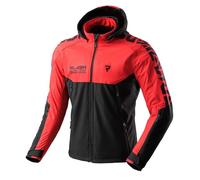 REBELHORN Slash Men's Motorcycle Jacket, Textile, Softshell with Removable Hood, Elbow and Shoulder Protectors Level 2, 6 Ventilation Channels, Sizes up to 10XL, black/red, M