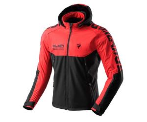 REBELHORN Slash Men's Motorcycle Jacket, Textile, Softshell with Removable Hood, Elbow and Shoulder Protectors Level 2, 6 Ventilation Channels, Sizes up to 10XL, black/red, M