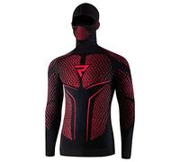 REBELHORN Therm II 2-in-1 Motorcycle Functional Shirt with Balaclava Long Sleeve Men's Thermoactive Clothing Ultralight and Delicate for Cold Days Black/Red