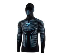 REBELHORN Therm II 2-in-1 Motorcycle Functional Shirt with Balaclava Long Sleeve Men's Thermoactive Clothing Ultralight and Delicate for Cold Days Black/Blue