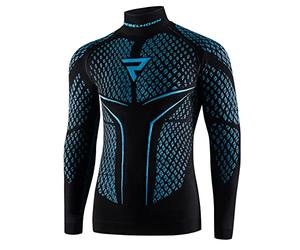 REBELHORN Therm II Motorcycle Functional Shirt Long Sleeve Men's Thermoactive Clothing Ultralight and Delicate for Cold Days Black/Blue