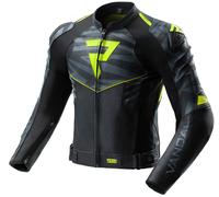 Rebelhorn Vandal 2 Motorcycle Leather Jacket, black/grey/yellow, size 52