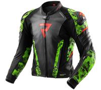 Rebelhorn Veloce Camo Motorcycle Leather Jacket, black/green/red, size 60