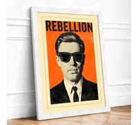Rebellion Statement Retro Framed Wall Art Print A4 (29.7×21cm) White, Wall Decor for Living Room, Bedroom, Office & Home, Ready to Hang, Art Gift
