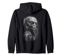 Rebellious Aria 51 Alien In Leather Jacket Toothpick Sci-Fi Zip Hoodie