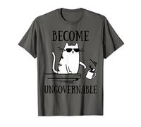 Rebellious Cat Pouring Coffee - Become Ungovernable T-Shirt