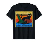 Rebellious Cat Tipping Cup Become Ungovernable Black cat T-Shirt
