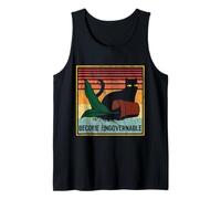 Rebellious Cat Tipping Cup Become Ungovernable Black cat Tank Top