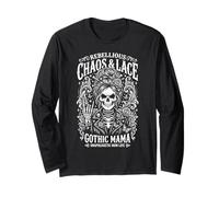 Rebellious Chaos Lace Gothic Mama Skeleton Aesthetic Long Sleeve T-Shirt
