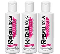 Rebellious Colour 100% Vegan Semi Permanent Hair Dye Colour (210ml), Pack of 3x 70ml hair colours (Flamingo Pink))