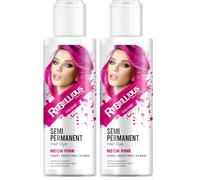 Rebellious Colours 100% Vegan Semi Permanent Hair Dye Colour (100ml), bright Neon shades that glow under UV Blacklight, Vegan & Cruelty free (Neon UV Pink) (Pack of 2)