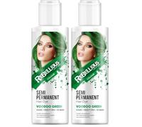 Rebellious Colours 100% Vegan Semi Permanent Hair Dye Colour 100ml (Voodoo Green) (Pack of 2)