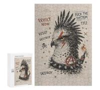 Rebellious Eagle with Anarchy Symbol Jigsaw Puzzle, 300 PCS, Indoor Activity for The Home, An Absorbing Project for Relaxed Weekends, for Family Fun