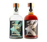 REBELS 0.0% Alcohol-Free Spirits Set - Gin & Whiskey Alternatives - 2x500ml - Botanical Dry, Malt Blend - Natural, Vegan, Double-distilled - For Non Alcoholic Cocktails - Crafted in Swiss Alps