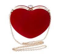 Reberomantic Goodbag Heart Shaped Evening Purse Velvet Clutch Purse Solid Evening Bag, Red, One Size
