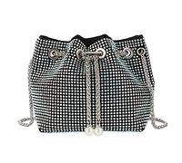 Reberomantic Rhinestones Crystal Evening Bag Mini Bucket Bag Shining Crossbody Bag for Women, Blue, One Size