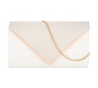Reberomantic Women Faux Suede Flap Evening Handbag PU Clutches Envelope Bag with Chain for Wedding Prom Party, White, One Size