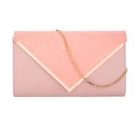 Reberomantic Women Faux Suede Flap Evening Handbag PU Clutches Envelope Bag with Chain for Wedding Prom Party, Pink, One Size