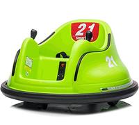 Rebo 12V Children’s Waltzer Car Battery Operated Electric Ride On Toy - Green | Outdoor Toys | 360 Degree Spin | Powered by Twin Motors