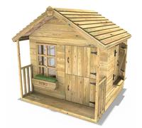 Rebo 5ft x 5ft Children's Wooden Garden Playhouse - Puffin in Natural Rebo Natural