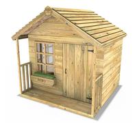 Rebo 5ft x 5ft Children's Wooden Garden Playhouse - Sparrow in Natural Rebo Natural
