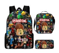 (Rebo A2) 3Pcs/set Game Roblox Backpack Kids Shoulder Bag Pencil Strap Back To School