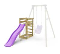 Rebo Add-On Wooden Platform and 6ft Slide For Rebo Wooden Swing Sets (SLIDE PURPLE)