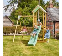 Rebo Adventure Garden Climbing Frame With Swing And Slide For Kids - Rushmore Mint Green