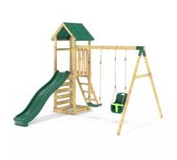 Rebo Adventure Playset Wooden Climbing Frame, Swing Set and Slide (Rainier)