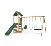 Rebo Adventure Playset Wooden Climbing Frame, Swing Set & Slide
