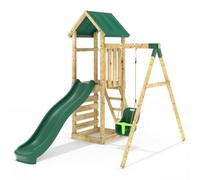 (Rosa) Rebo Adventure Wooden Climbing Frame, Swing Set and Slide