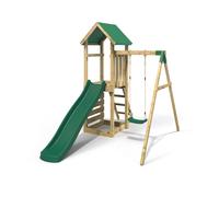 Rebo Adventure Wooden Climbing Frame, Swing Set And Slide - Rushmore Green