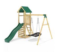 Rebo® Children's Adventure Playset Wooden Climbing Frame, Swing Set and Slide - Elbrus | OutdoorToys | Sturdy Wooden Construction, Pressure Treated Timber