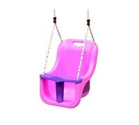 Rebo® Back Supporting Baby Safety Swing Seat Adjustable Ropes - Pink | OutdoorToys | Made from tough wipe-clean plastic, fits most popular makes of swing frames, adjustable ropes