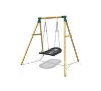 Rebo® High Density Fabric Boat Swing Seat Garden Swing Set - Single Boat Swing Set | OutdoorToys | Sturdy Wooden Construction, Pressure Treated Timber