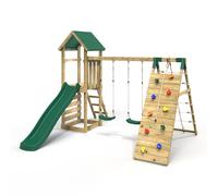 Rebo Challenge Wooden Climbing Frame with Swings, Slide & Climbing wall
