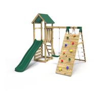 Rebo Challenge Wooden Climbing Frame with Swings, Slide & Climbing wall