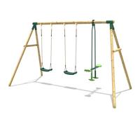 Rebo® Children's Wooden Garden Swing Set - Neptune | OutdoorToys | Pressure Treated Timber, Soft Feel Ropes, Twin Seat Glider, Sturdy Construction for Kids