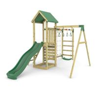 Rebo Climbing Frame with Single Swing and Slide plus Ninja Monkey Bars - Arvon