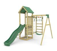 Rebo Climbing Frame with Single Swing and Slide plus Ninja Monkey Bars - Arvon