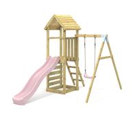 Rebo Climbing Frame with Swing & Slide - Rushmore in Dusty Pink Rebo Dusty Pink