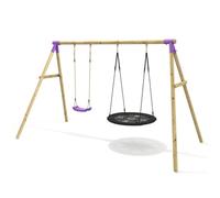 Rebo® Children's Wooden Garden Swing Set - Meteorite Purple | OutdoorToys | Pressure Treated Timber, Large 100cm High Density Nest Swing, Sturdy Construction