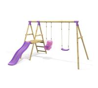Rebo Double Garden Swing Set With Slide For Kids - Odyssey Purple