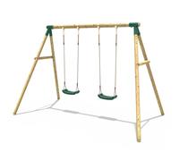 Rebo Double Wooden Garden Swing Set - Venus in Natural Rebo Natural