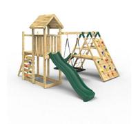 Rebo Extended Tower Garden Wooden Climbing Frame With Swings & Slide For Kids - Crestone