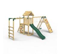 Rebo Extended Tower Wooden Climbing Frame with Swings & Slide - Dolomite in Natural Rebo Natural