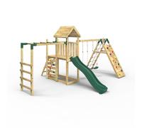 Rebo Extended Tower Wooden Climbing Frame with Swings & Slide - Dolomite in Natural Rebo Natural