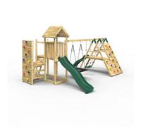 Rebo Extended Tower Wooden Climbing Frame With Swings & Slide - Montana