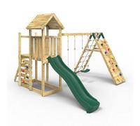 OutdoorToys Extended Tower Wooden Climbing Frame with Swings & Slide - Greenhorn in Beige OutdoorToys Beige